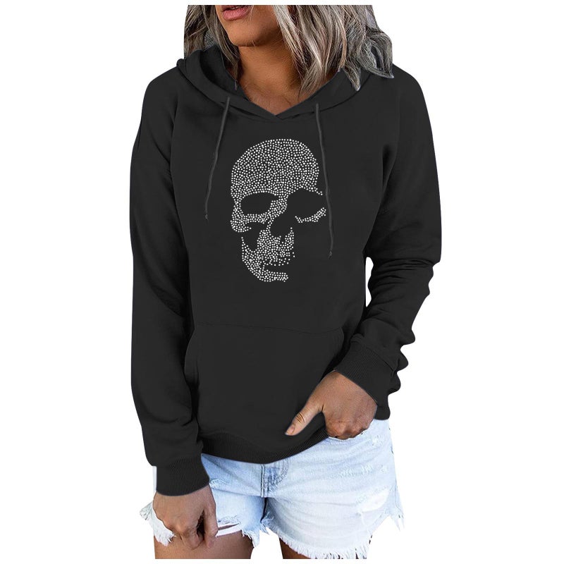 and women''s sweater 2022 autumn and winter new fleece-lined thickened hooded drilling plus size loose long sleeve sweater women''s wholesale - Image 3