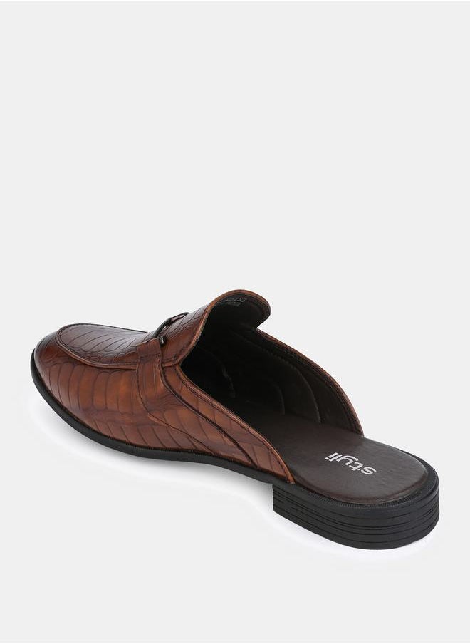 Styli - Croc Texture Faux Leather Metal Accent Mules - Image 1