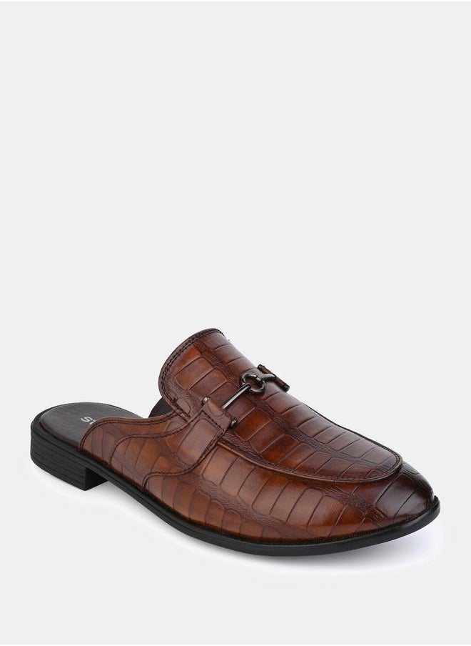 Styli - Croc Texture Faux Leather Metal Accent Mules - Image 1