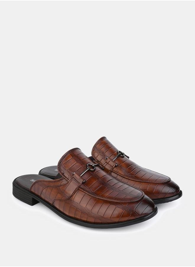 Styli - Croc Texture Faux Leather Metal Accent Mules - Image 1