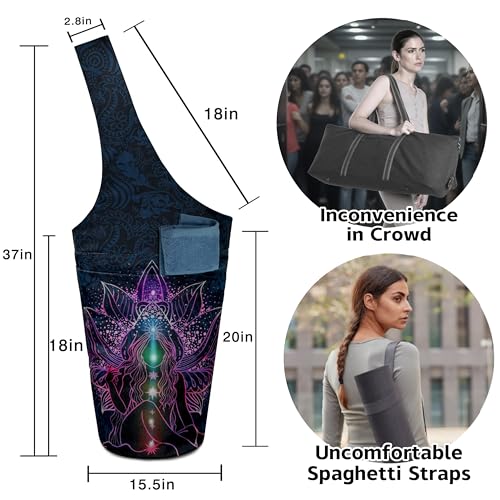 saniwu Workout Long Tote Yoga Mat Bag Carrier for Women Lotus Maditation Pilates Bags with Interior Zipper Pocket - Image 2