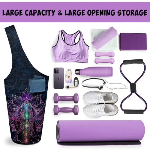 saniwu Workout Long Tote Yoga Mat Bag Carrier for Women Lotus Maditation Pilates Bags with Interior Zipper Pocket - Image 4