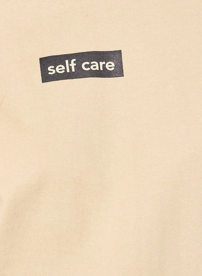Styli Regular Fit Slogan Print Contrast Lining Hoodie