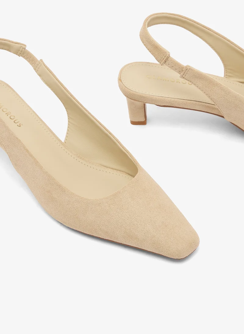 Glamorous CREAM MICRO Casual Slingback Heeled Sandals for Women | Best Price UAE