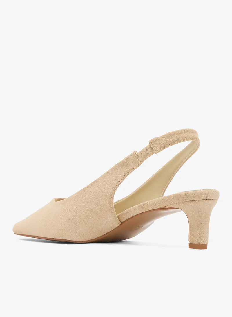 Glamorous CREAM MICRO Casual Slingback Heeled Sandals for Women | Best Price UAE