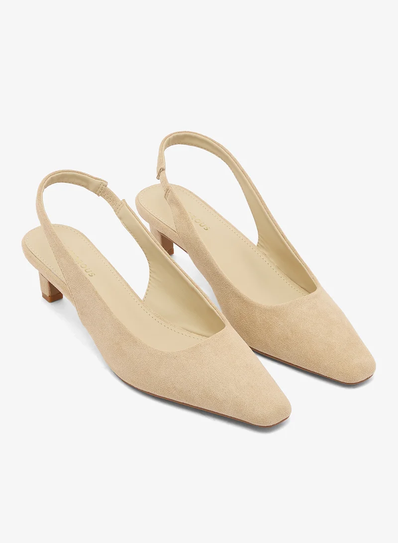 Glamorous CREAM MICRO Casual Slingback Heeled Sandals for Women | Best Price UAE