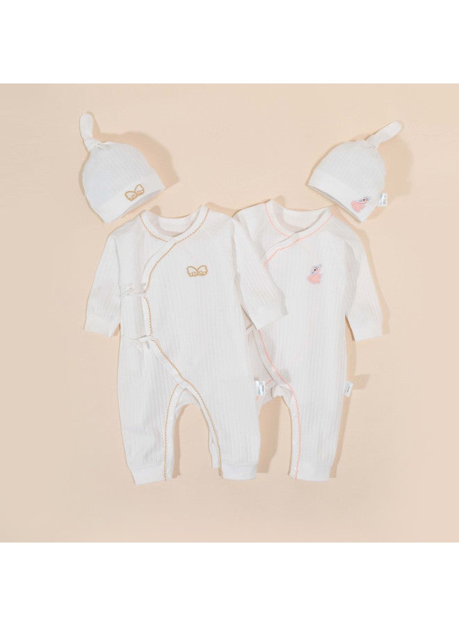 Bornbay Newborn Baby Clothes Spring/autumn Cotton Romper Infant Kimono Top Crawling Suit + Baby Hat - Image 4