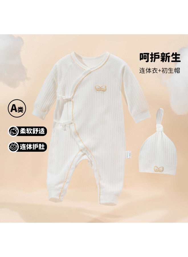 Bornbay Newborn Baby Clothes Spring/autumn Cotton Romper Infant Kimono Top Crawling Suit + Baby Hat - Image 2