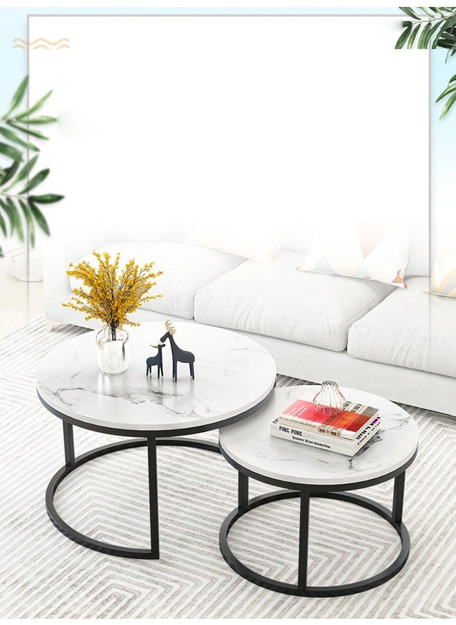 keke - 2 Round Coffee Table with Metal Frame - Image 1