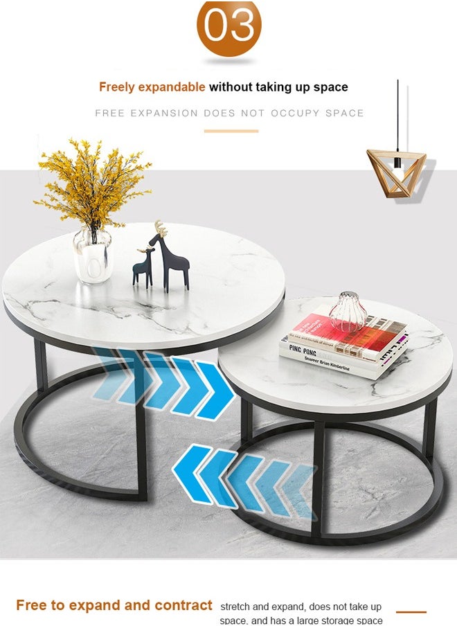 keke - 2 Round Coffee Table with Metal Frame - Image 1