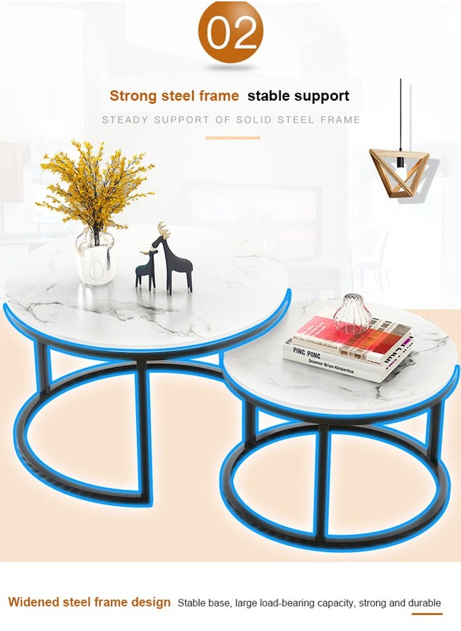 keke - 2 Round Coffee Table with Metal Frame - Image 1