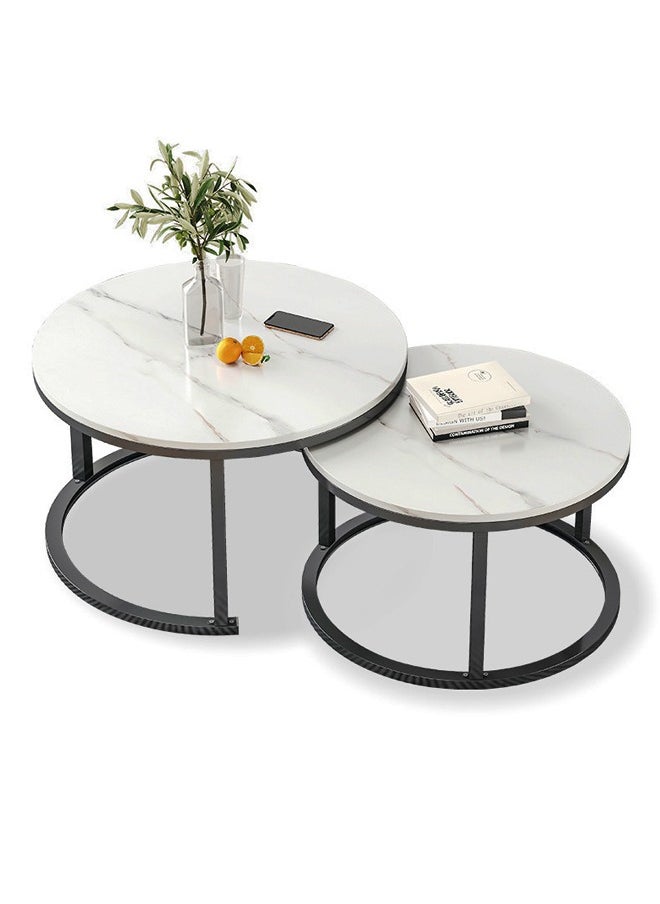keke - 2 Round Coffee Table with Metal Frame - Image 1