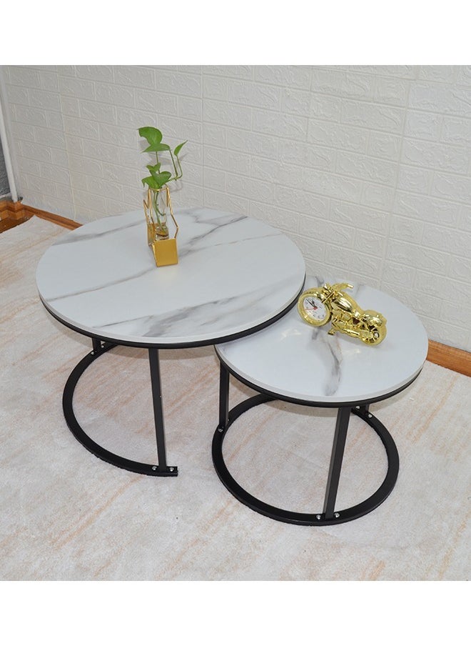 keke - 2 Round Coffee Table with Metal Frame - Image 1