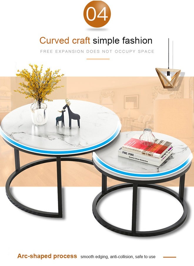 keke - 2 Round Coffee Table with Metal Frame - Image 1