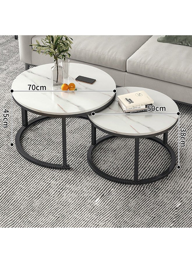 keke - 2 Round Coffee Table with Metal Frame - Image 1