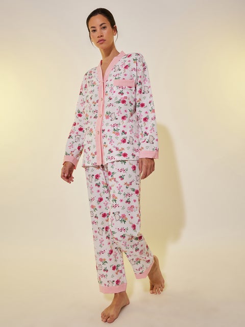 Take Two All-Over Print Buttoned Shirt and Pyjama Set