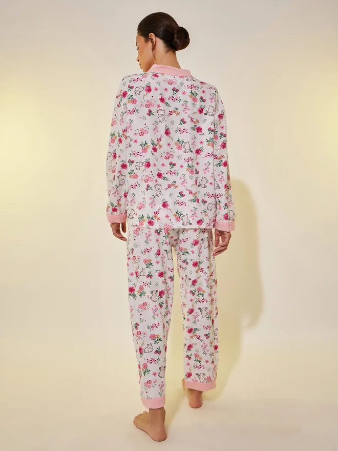 Take Two Take Two All-Over Print Buttoned Shirt and Pyjama Set