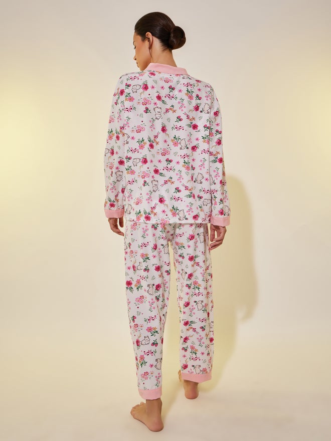 Take Two All-Over Print Buttoned Shirt and Pyjama Set