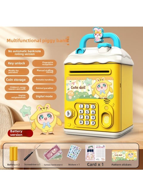 Can't Get In And Out Of The Year Piggy Bank Only Boys Password Box Kulomi Savings Girls Children Can Access-Color:Yellow Egg Cub☀Password Key Unlock Without Automatic Banknote Rolling☀Battery Version