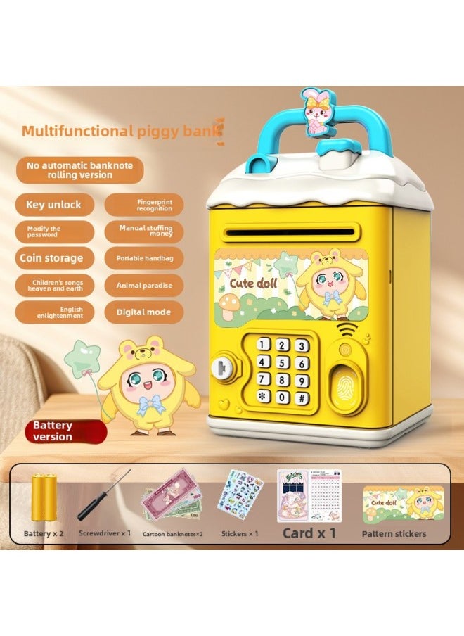 Generic - Can't Get In And Out Of The Year Piggy Bank Only Boys Password Box Kulomi Savings Girls Children Can Access-Color:Yellow Egg Cub☀Password Key Unlock Without Automatic Banknote Rolling☀Battery Version - Image 1