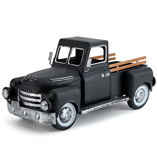 FLHJYF FLHJYF Farmhouse Black Truck Decor Vintage Metal Trucks Decoration Home Decorative Truck Rustic Farm Garden Pickup Truck Planter Shelf Centerpiece Table Decorations  Car Model Gifts 