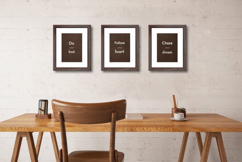 DEKWINN 8x10 Picture Frame Set of 3 with Real Glass for Pictures 5x7 with Mat or 8x10 Without Mat, Wall Mounting or Tabletop display Photo Frames in Walnut - Image 5