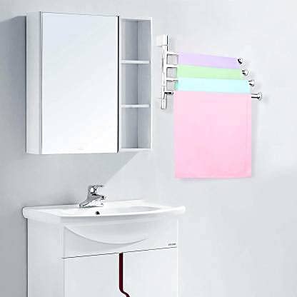 LEAWALL حامل مناشف دوار من الفولاذ المقاوم للصدأ 4 أذرع للحمام - Image 1
