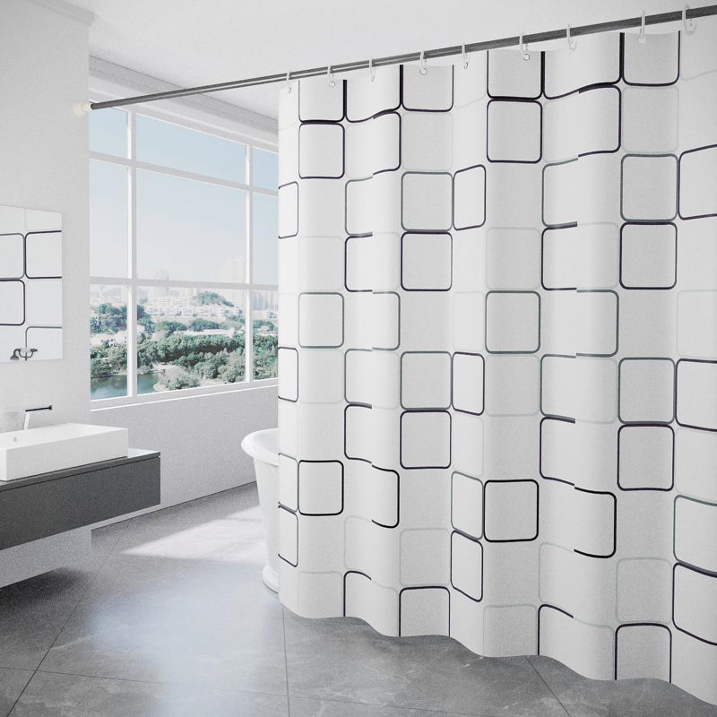 DEARARTBath Square White Shower Curtains Liner 72 72inch Cloth Shower Curtain Set with Hooks Quick Dry Easy Care Water Resistant Waterproof Washable