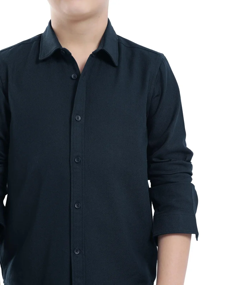 Rare Ones Rare Ones Kids Tago Navy Cotton Full Sleeve Button Solid Regular Fit Shirt