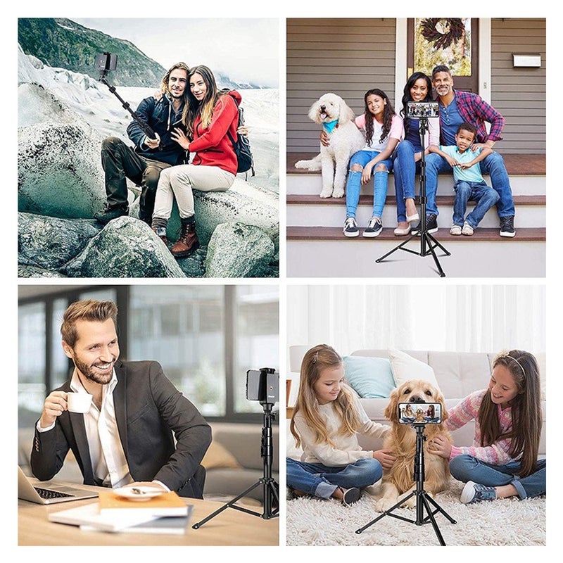 Aluminum alloy mobile phone live broadcast bracket integrated selfie stick tripod multifunctional portable outdoor photo tripod 1.3m toggle bracket + mobile phone clip + Bluetooth Selfie - Image 4