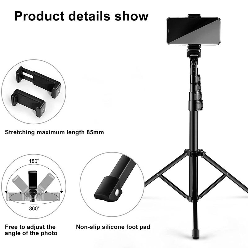 Aluminum alloy mobile phone live broadcast bracket integrated selfie stick tripod multifunctional portable outdoor photo tripod 1.3m toggle bracket + mobile phone clip + Bluetooth Selfie - Image 2
