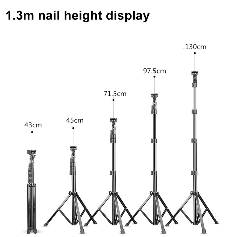 Aluminum alloy mobile phone live broadcast bracket integrated selfie stick tripod multifunctional portable outdoor photo tripod 1.3m toggle bracket + mobile phone clip + Bluetooth Selfie - Image 3