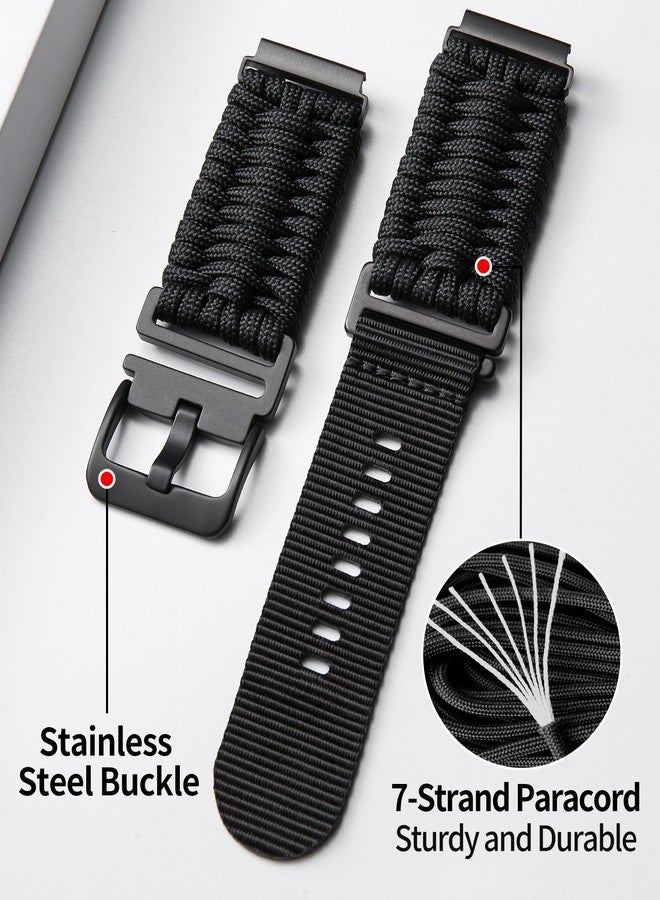 BINLUN Braided Paracord Watch Band 18mm 20mm 22mm Quick Release Military Nylon Smart Watch Straps Replacement Compatible with Samsung Galaxy/Compatible with Garmin/Fit for Amazfit for Men - Image 2