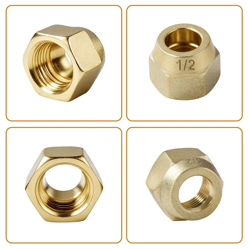 A.I.FORCE Premium Brass Flare Nut Set - SAE 45° Flare Tube Fittings for Air Conditioning & Copper Pipe Extension Butt (3/4", 5 Pack) - Image 5