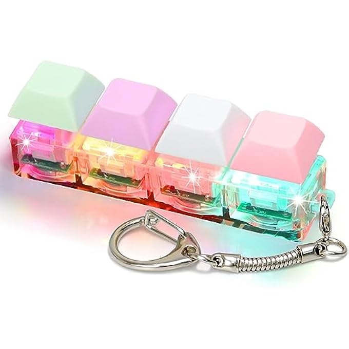 Cozymate Keyboard Fidget Toys for Adults Keyboard Clicker with LED Light Keychain Fidget Sensory Fun Toys for Anxiety Decompression (Macaroon2, 4 in 1) - Image 1