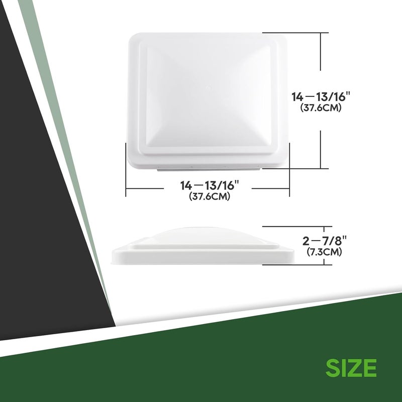 RVGUARD RV Roof Vent Cover 14 Inches, Universal Replacement Vent Lid White (2 Pack) - Image 2