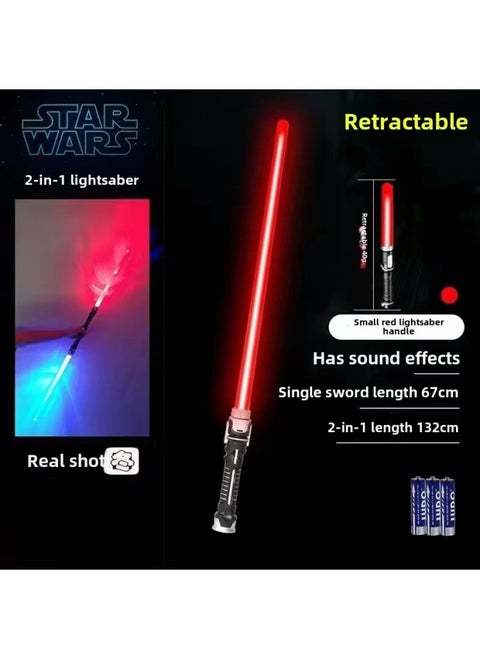 Laser Sword Retractable Lightsaber Two-in-one Seven-color Flash Stick Stall Export Special Logo-Color:1 Light/Red-telescopic (Silent)-no Battery
