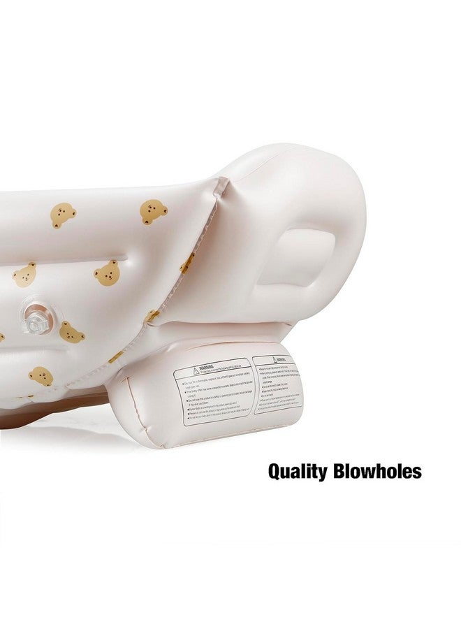 PandaEar Inflatable Bathtub for Toddlers, Collapsible Portable Bathtub for Kids Travel Baby Bathtub with Air Pump, Non-Slip Shower Basin（Bears White） - Image 3