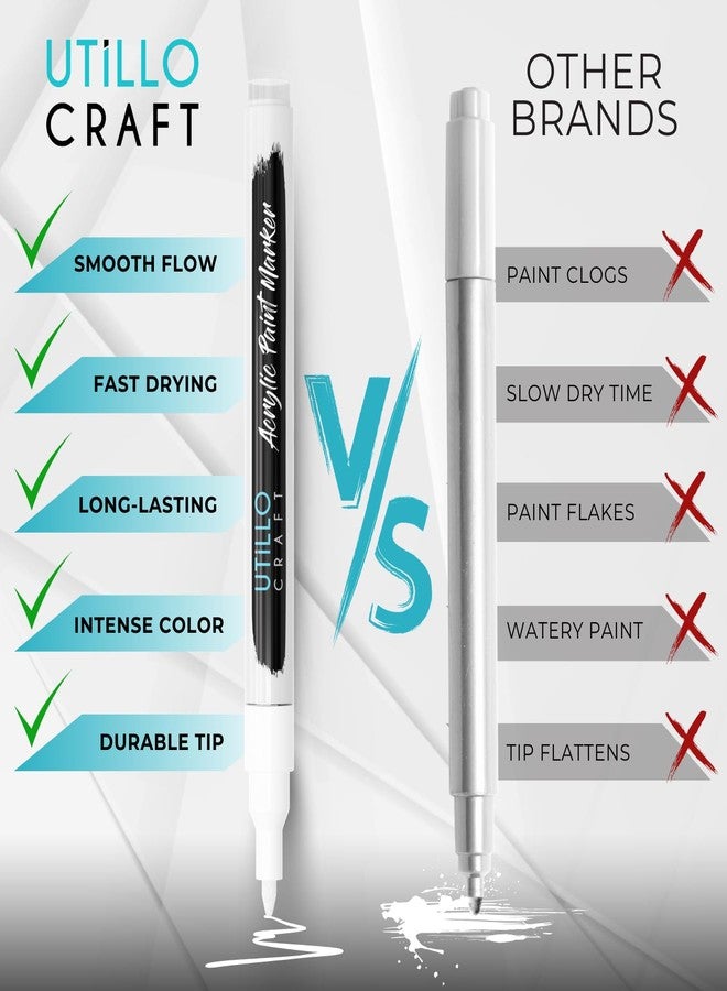 Utillo Craft White+Black Paint Marker Combo (4+4 Pack) 0.7mm Extra Fine Tip Made in Japan | Bold Color+100% Coverage | For Rock, Wood, Glass, Paper, Fabric, Canvas, Metal and More! | Acrylic Paint Pens - Image 5