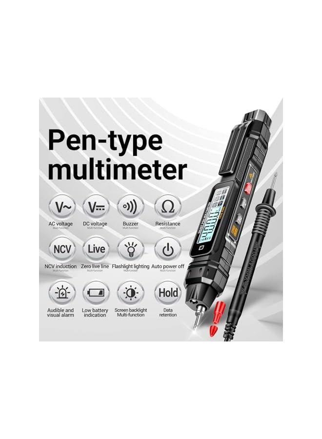 PROMASS promass Multimeter AC/DC Voltage Tester, 4000 Counts Pen Type Professional Current Meter, Non-Contact Electricians Voltmeter Tester for AC/DC Voltage, Live Wire, Resistance, Continuity and Diode Tests  - Image 3