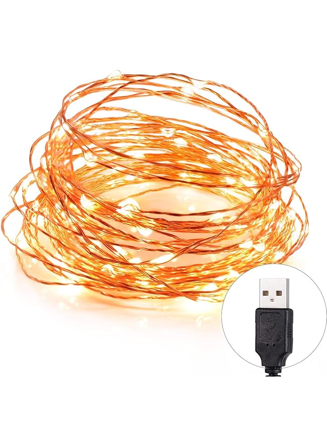 erorex Starry Copper Wire String Lights With 100 Leds Warm White 10M 33Ft - Image 1