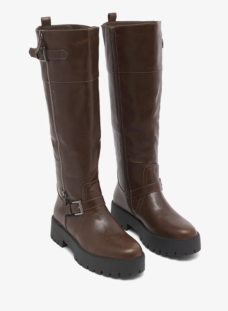 Truffle chocolate pu Knee_Boots for Women | Best Price UAE