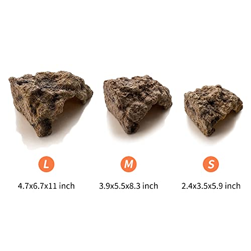 LUCOSIU Reptile Simulation Rock Cave Hideouts Terrarium Habitat Décor Bearded Dragon Hideout for Turtles Lizards Snakes Crab (Large) - Image 5