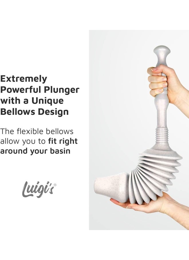 Luigi S The World S Best Toilet Plunger Heavy Duty Toilet Unblocker To Fit All Toilets Clears And Unblocks With A Powerful Bellows Grey With Holder
