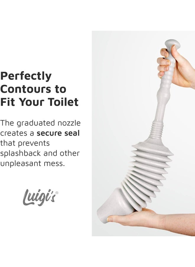 Luigi S The World S Best Toilet Plunger Heavy Duty Toilet Unblocker To Fit All Toilets Clears And Unblocks With A Powerful Bellows Grey With Holder