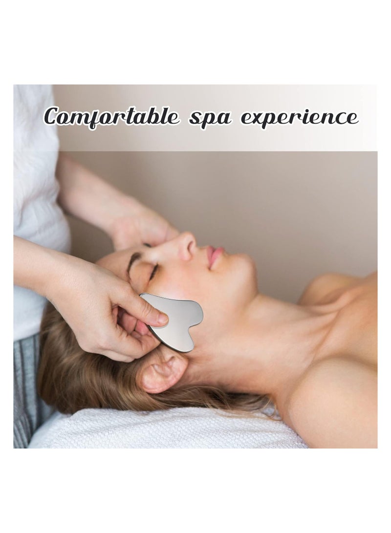 Nuanchu Gua Sha Tool for Face Stainless Steel Gua Sha Facial Massage Beauty Massage Metal Plate Skin Care Scraping Self-care Skin Care Lymphatic Drainage Lifting Massage Anti-Aging Wrinkle - Image 3