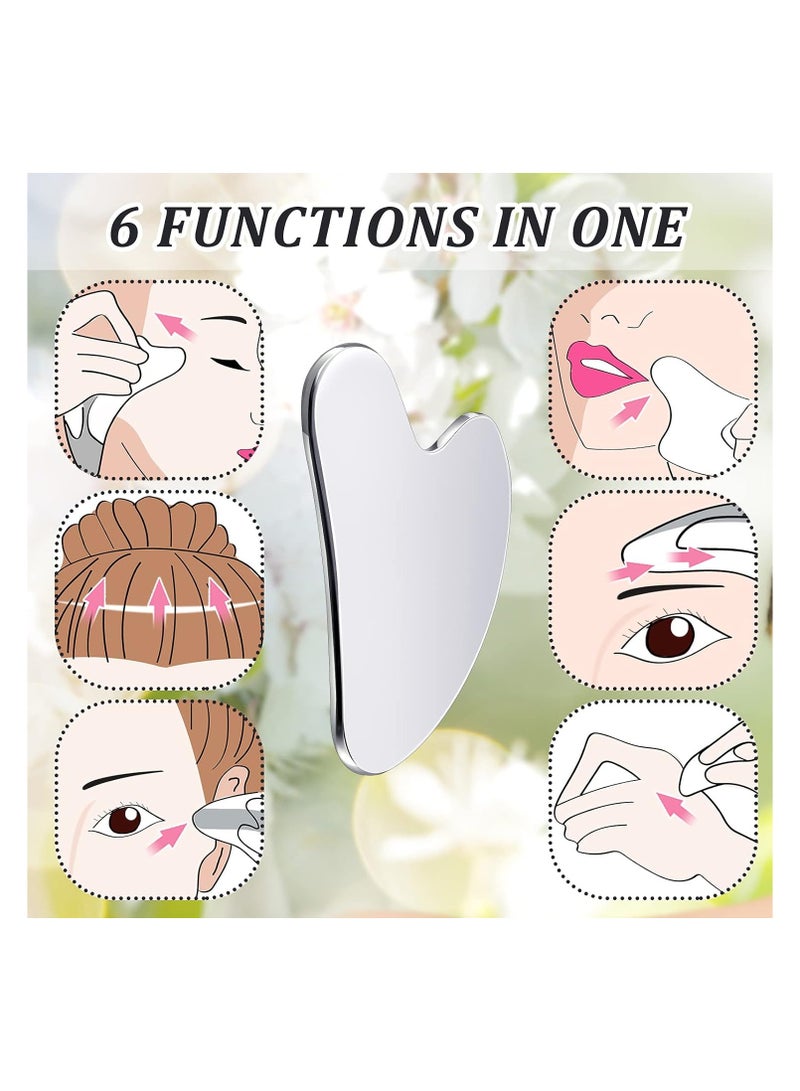 Nuanchu Gua Sha Tool for Face Stainless Steel Gua Sha Facial Massage Beauty Massage Metal Plate Skin Care Scraping Self-care Skin Care Lymphatic Drainage Lifting Massage Anti-Aging Wrinkle - Image 5
