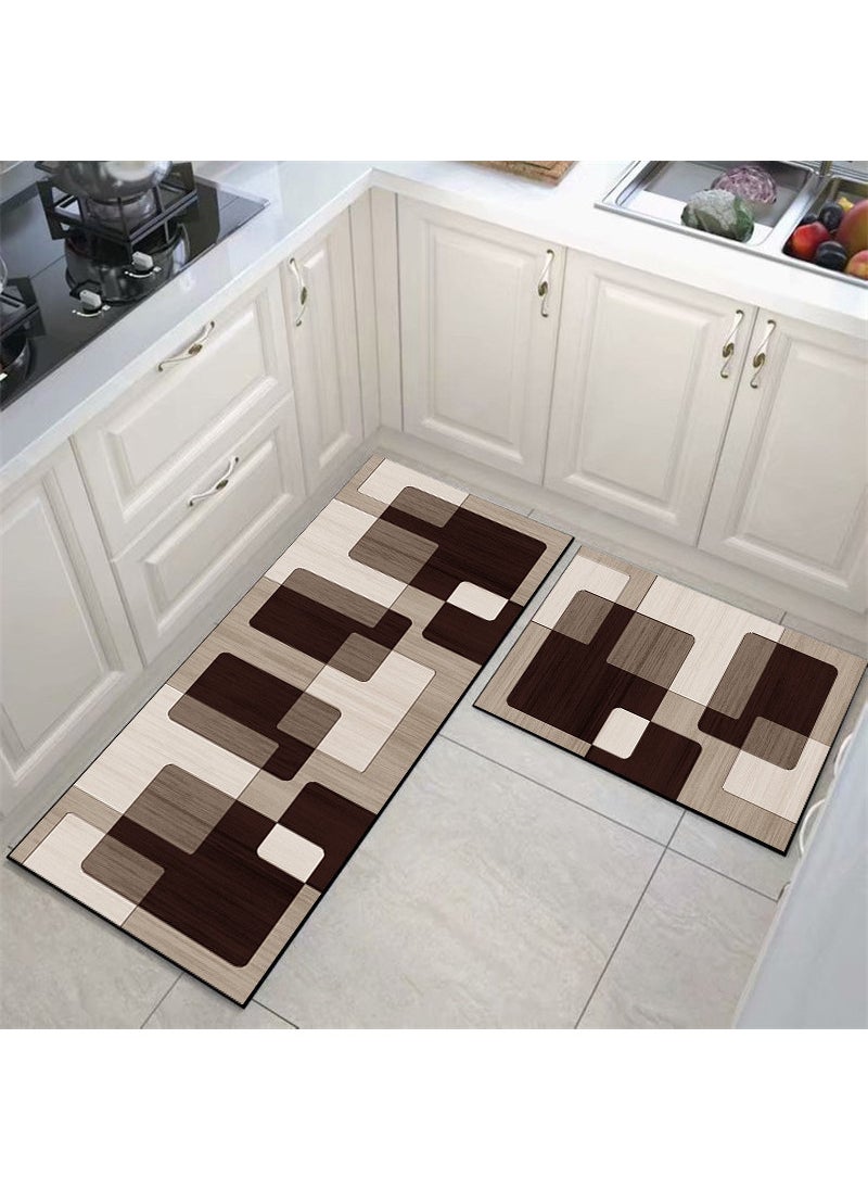 FASHION HOME Set of 2 Kitchen Mats Floor Rug Home Decor Accessories Non Skid Washable  - Image 1