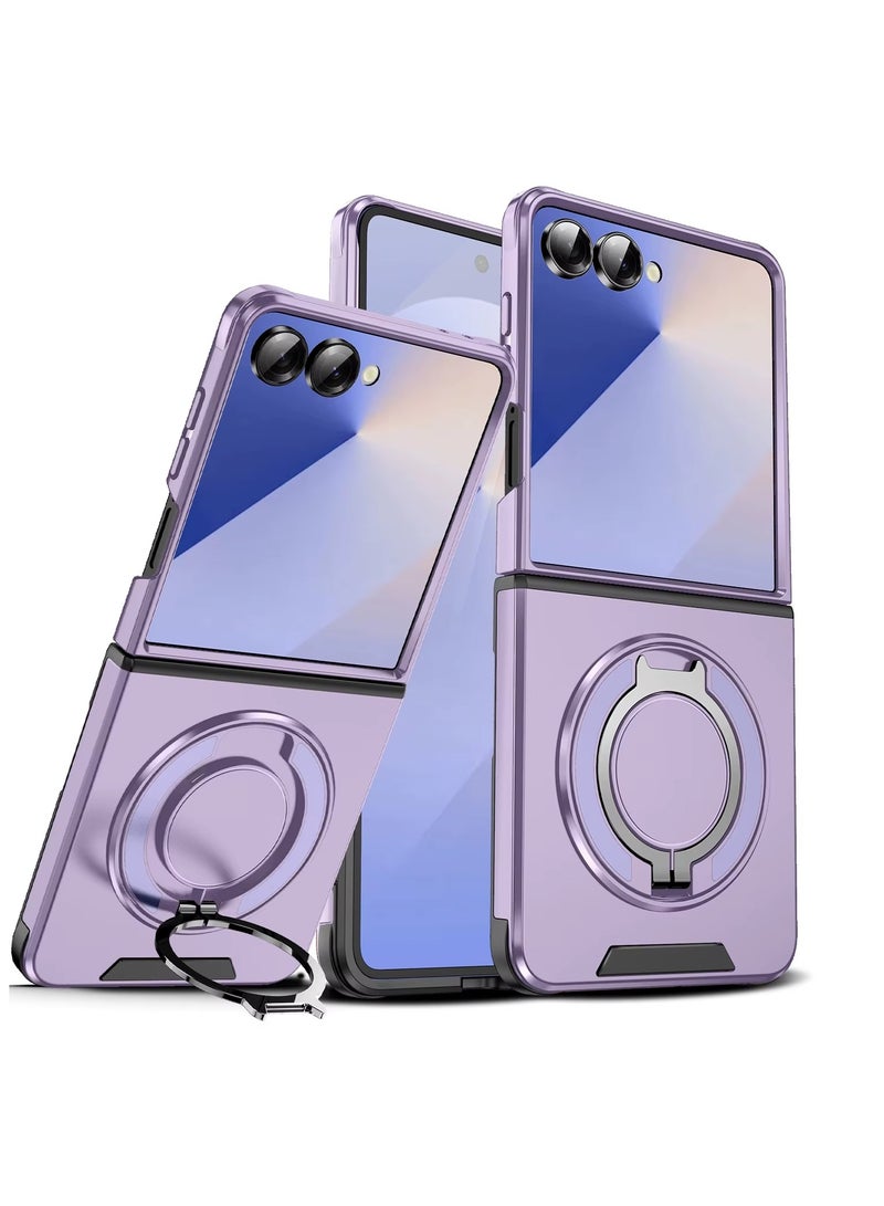 Magnetic Bracket Case for Samsung Galaxy Z Flip 7 Protective Slim Cover with Magnetic Rotating Ring Kickstand [Compatible with Mag-Safe] Ultra-Thin, Shockproof and Anti-Fall Protection  - Image 1