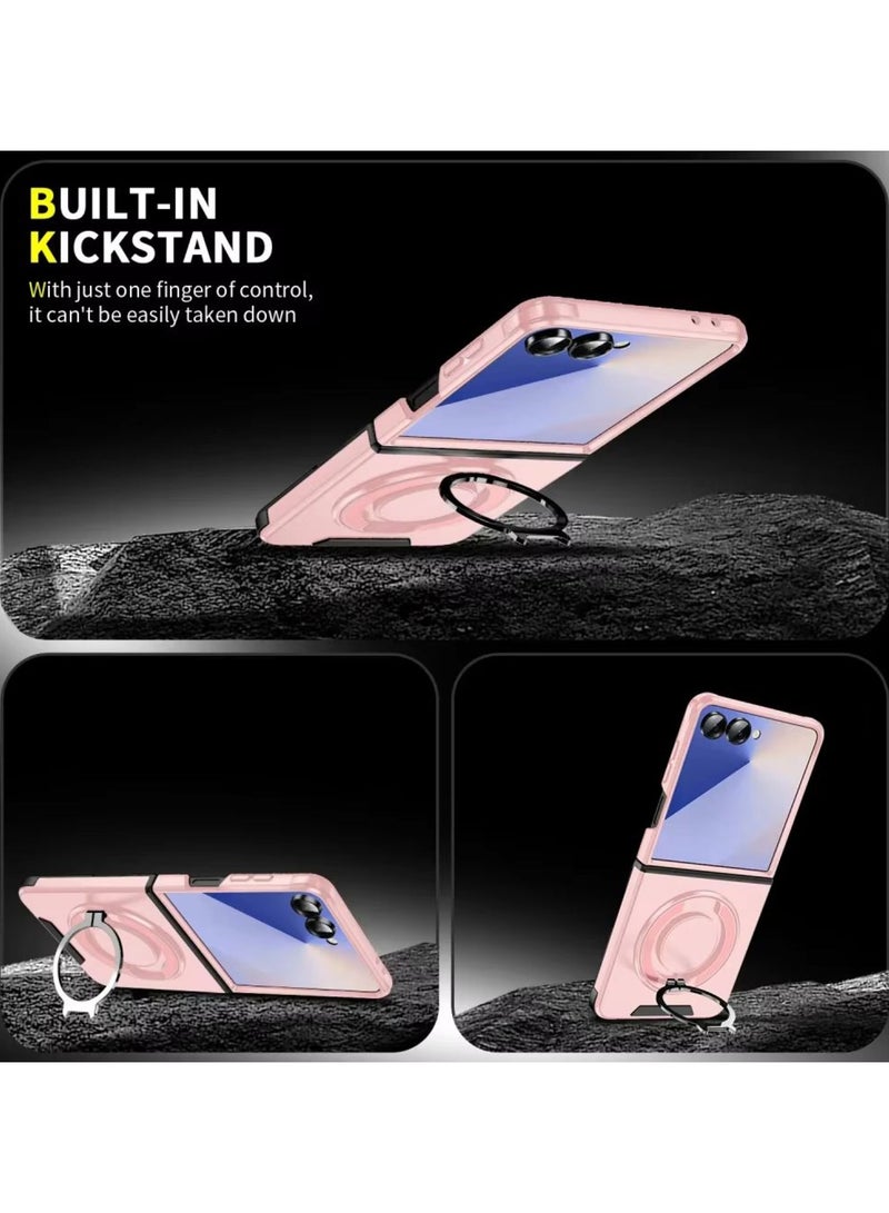 Magnetic Bracket Case for Samsung Galaxy Z Flip 7 Protective Slim Cover with Magnetic Rotating Ring Kickstand [Compatible with Mag-Safe] Ultra-Thin, Shockproof and Anti-Fall Protection  - Image 5